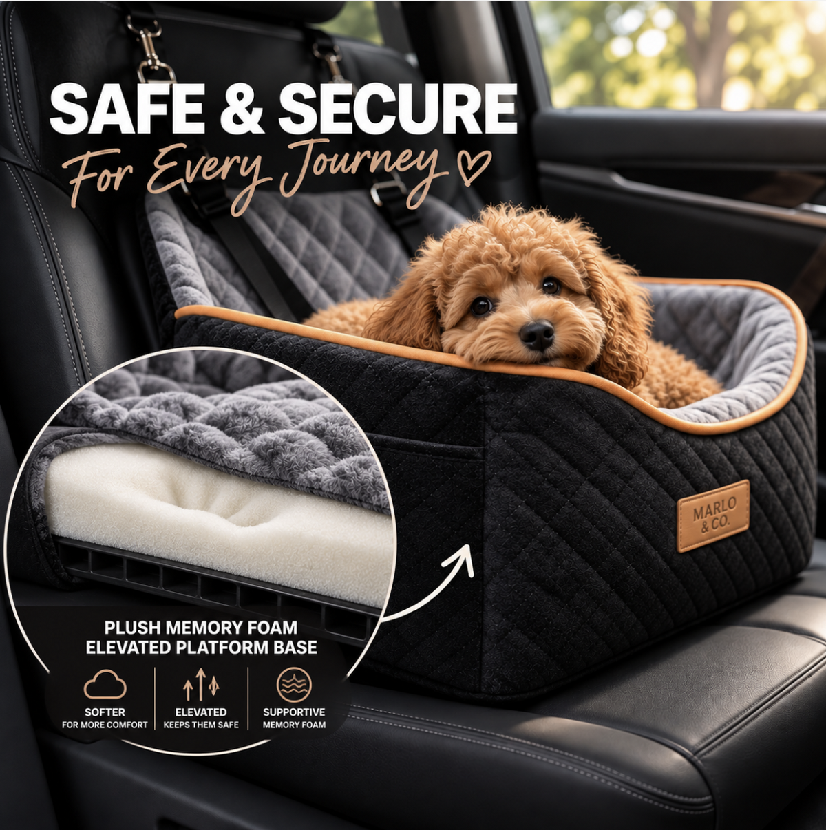 Marlo&Co™ Plush Front Dog Car Seat
